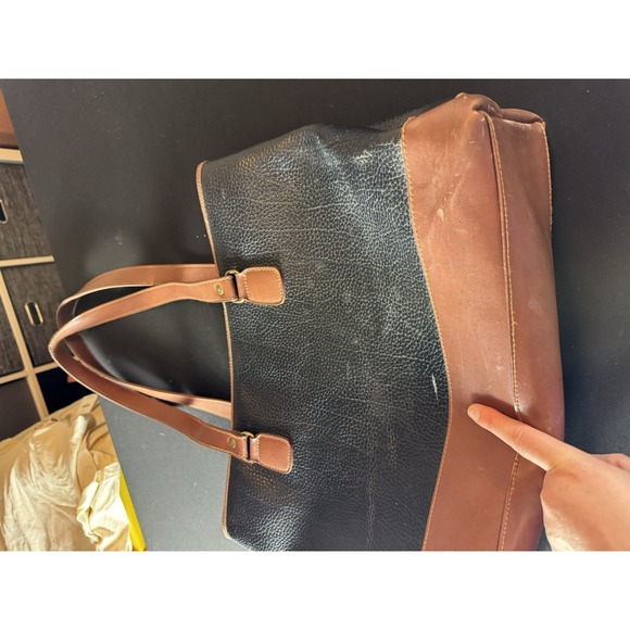 Guess Vintage 90's Pebble Leather Black Brown Hand Bag Purse Large Y2K - Picture 6 of 16